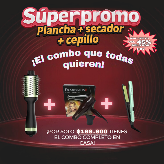 Super Combo Secador + Plancha + Cepillo
