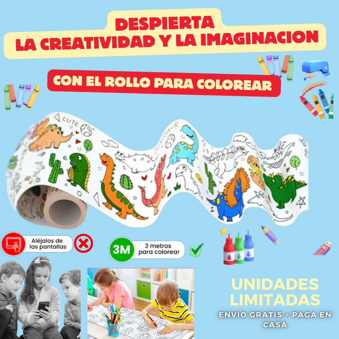 “ROLLO PARA COLOREAR DE 3 METROS - horas de diversión lejos de las pantallas.”