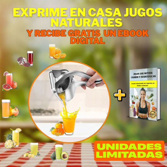 Exprimidor manual + eBook   digital "Jugos saludables"