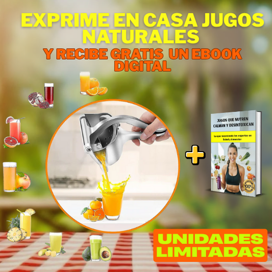 Exprimidor manual + eBook   digital "Jugos saludables"